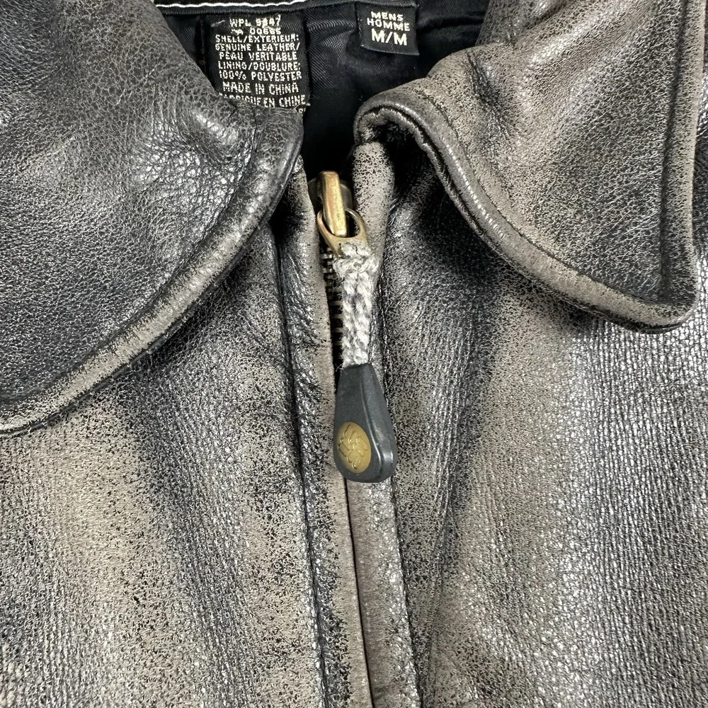 Eddie Bauer Legends Journeyman Bomber Jacket Men's Medium Black Leather Flight - Picture 16 of 16